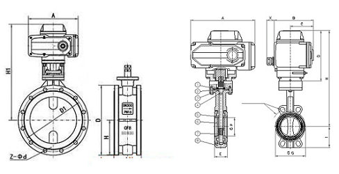 電動襯氟蝶閥結構圖